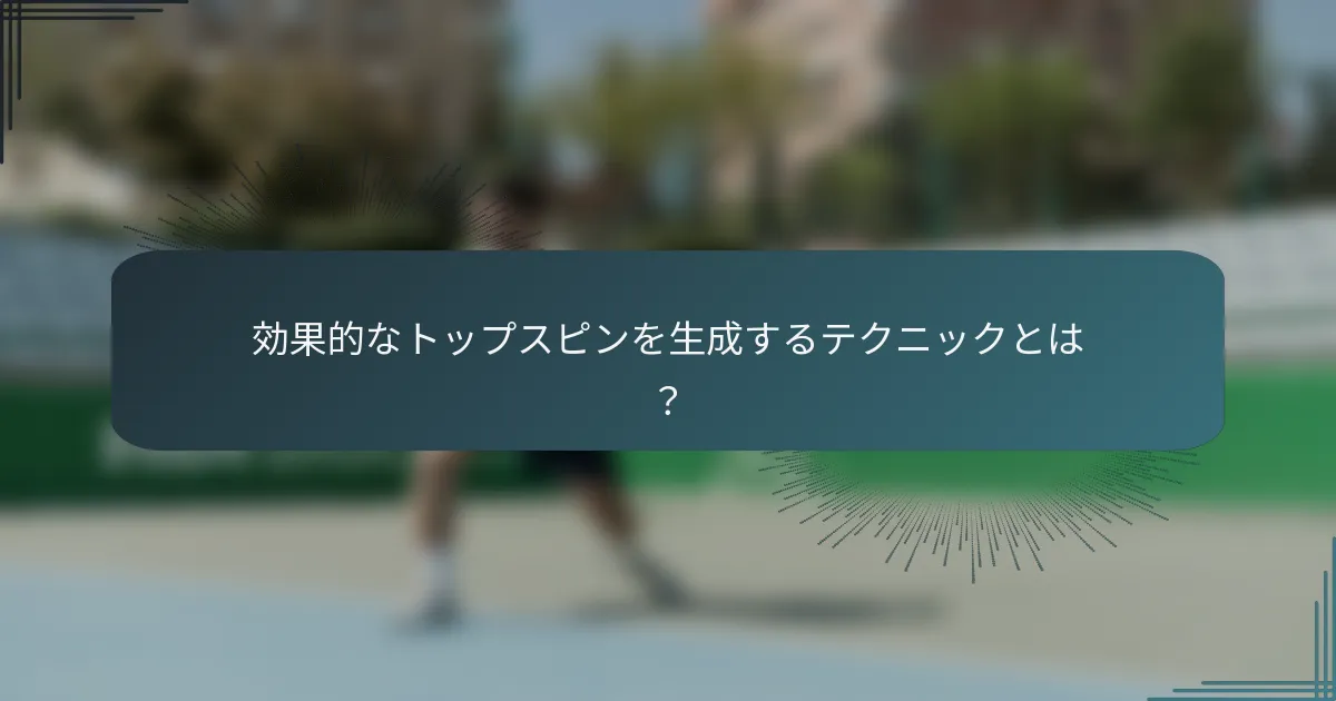 効果的なトップスピンを生成するテクニックとは？